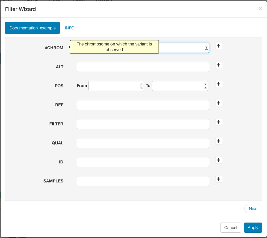 Dataexplorer filter wizard