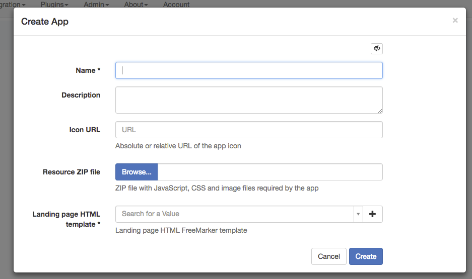 appstore creation form App creation form
