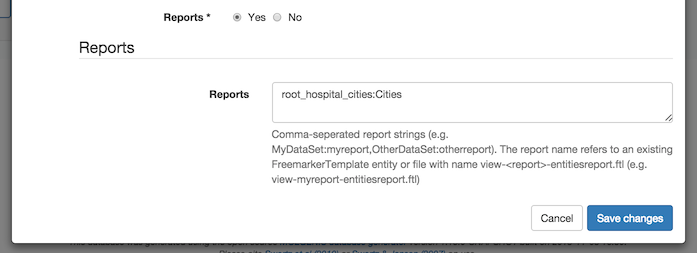 Entities report settings