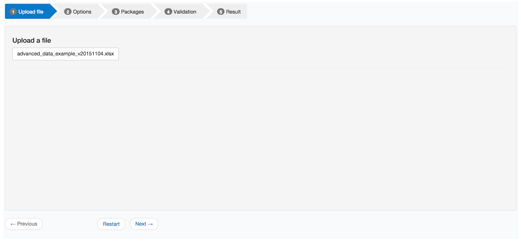 Upload file Upload file screen